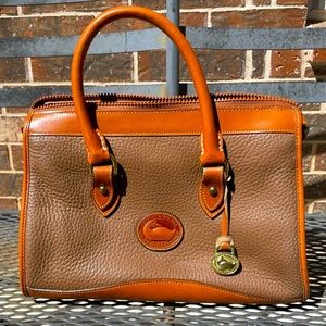 Beautiful Vintage Dooney & Bourke Two-Toned Brown Pebbled Leather Handbag